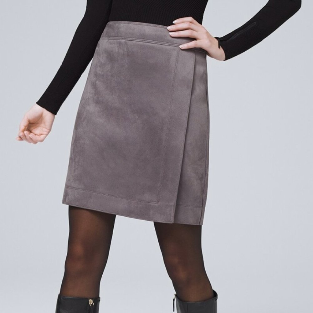 Classic Gray Suede A-Line Skirt